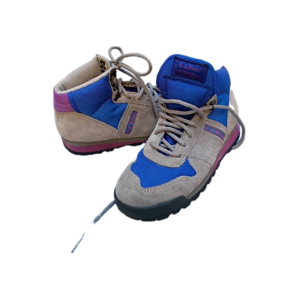 VTG Merrell Quest L.L. Bean Womens 7 Hiking Boots Gray Blue Suede Trail Shoes